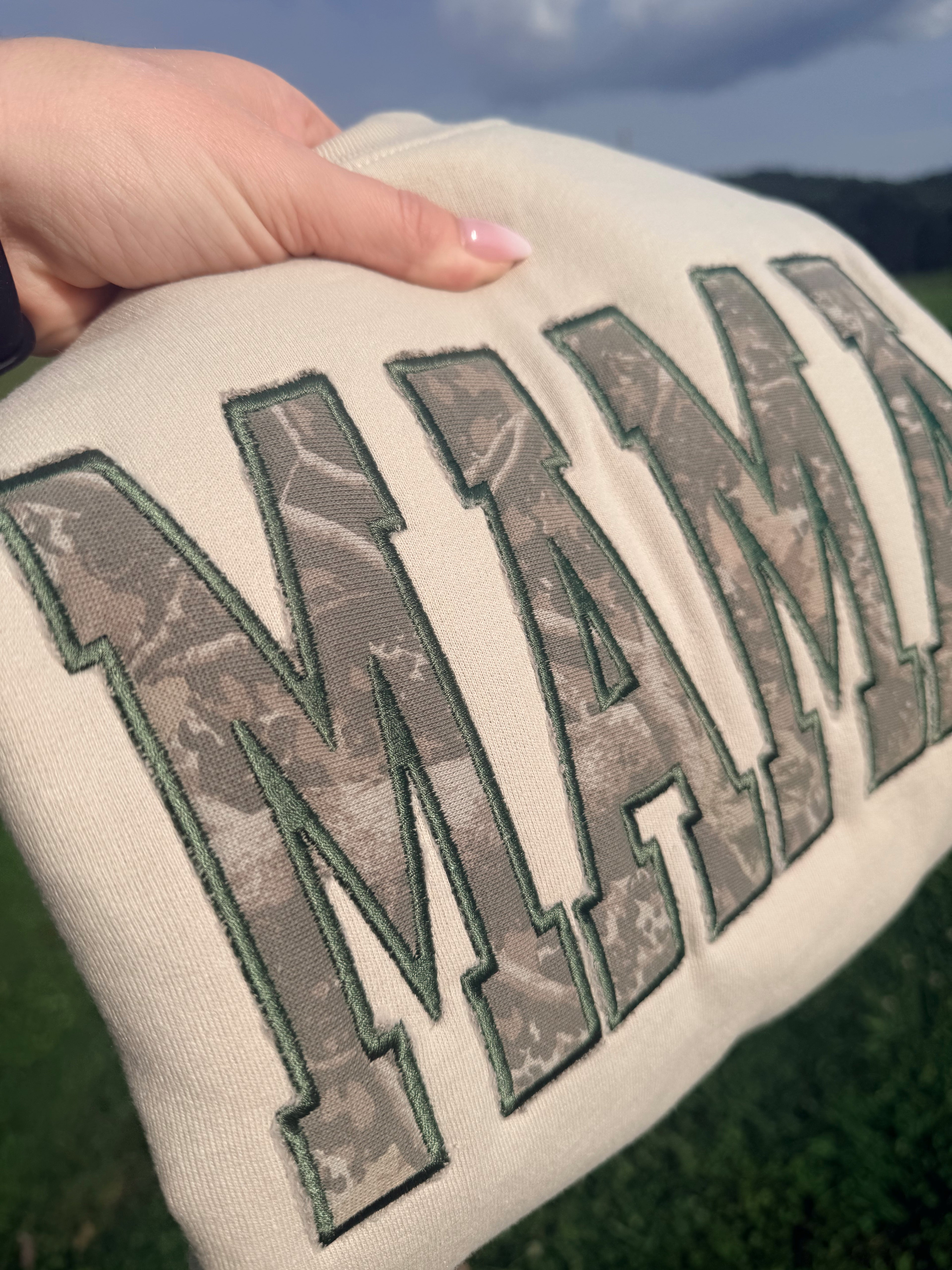Distressed camo mama