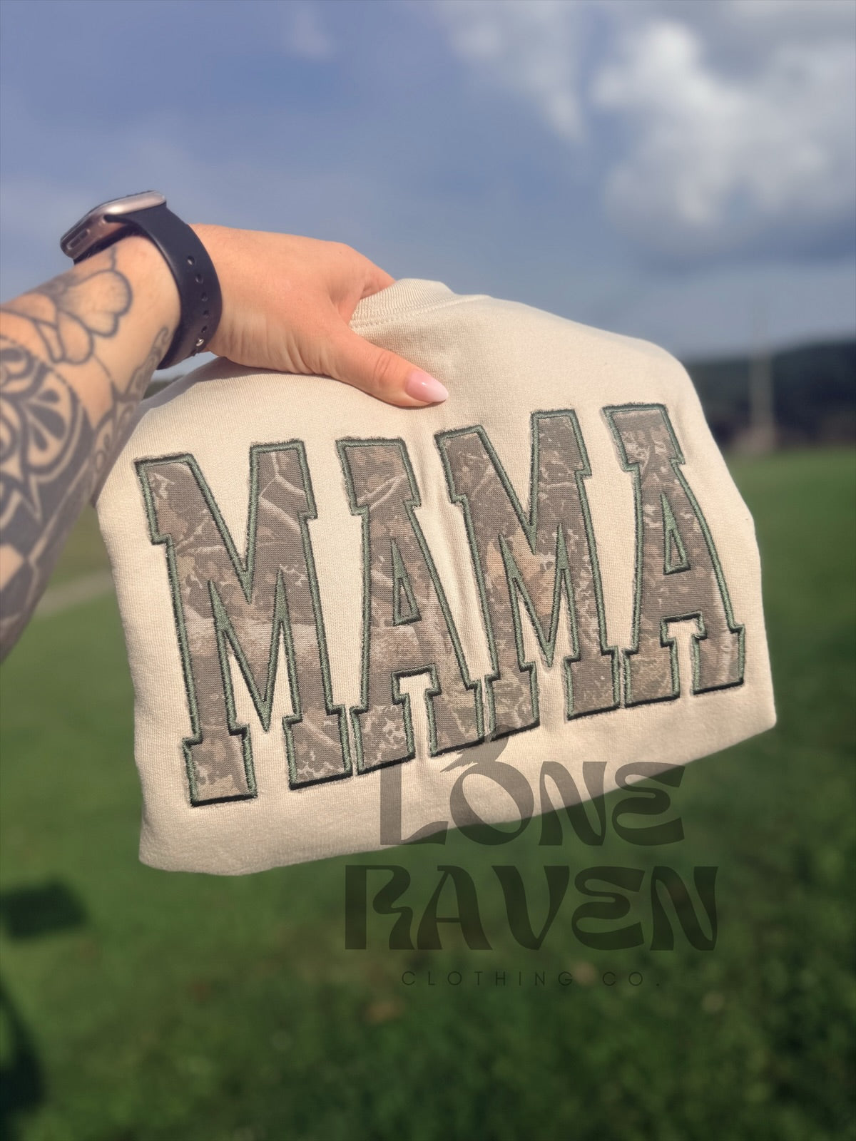 Distressed camo mama