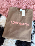 Brown & pink logo tee