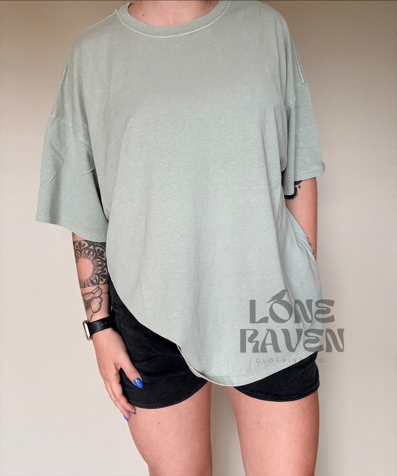 Oversized mineral wash sage