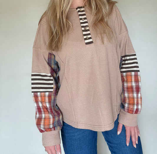 Patchwork Henley top